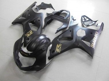 2000-2002 All Matte Black with Gold Sticker Suzuki GSXR 1000 Fairings