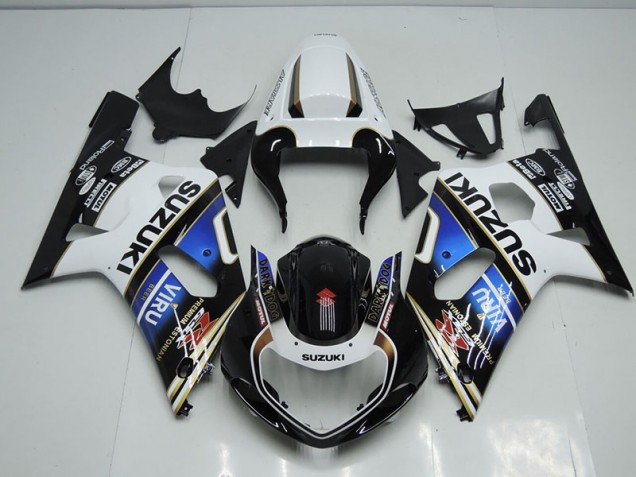2001-2003 Black White Blue Viru Suzuki GSXR750 Fairings 2001-2003 Black White Blue Viru Suzuki GSXR750 Fairings