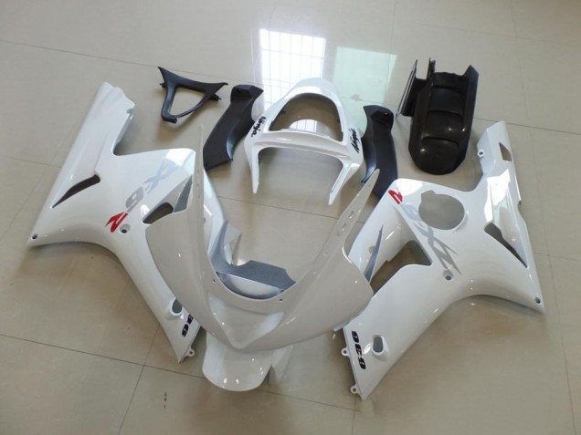 2003-2004 White with Silver Decals Kawasaki Ninja ZX6R Fairings 2003-2004 White with Silver Decals Kawasaki Ninja ZX6R Fairings