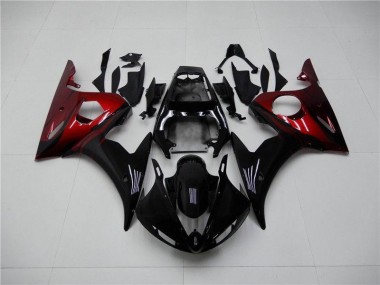 2003-2005 Black Red Yamaha YZF R6 Fairings