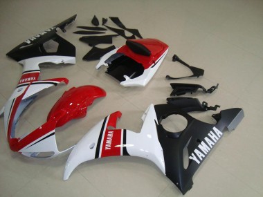 2003-2005 Red White Matte Black Yamaha YZF R6 Fairings