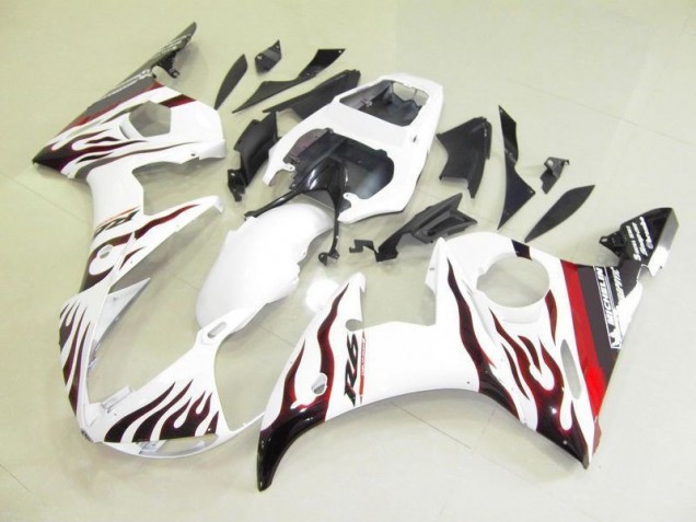 2003-2005 White and Flame Yamaha YZF R6 Fairings 2003-2005 White and Flame Yamaha YZF R6 Fairings