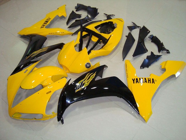 2004-2006 Yellow Black Flame Yamaha YZF R1 Fairings 2004-2006 Yellow Black Flame Yamaha YZF R1 Fairings