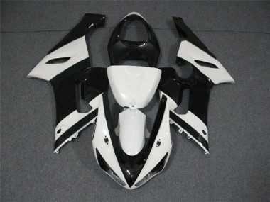 2005-2006 Black White Kawasaki Ninja ZX6R Fairings