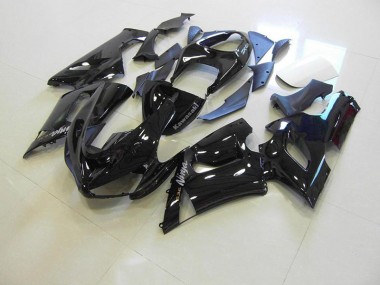2005-2006 Glossy Black Silver Decals Kawasaki Ninja ZX6R Fairings