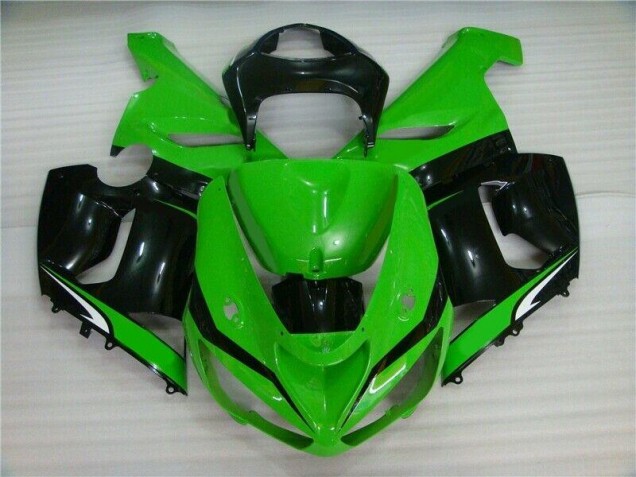2005-2006 Green White Black Kawasaki Ninja ZX6R Fairings