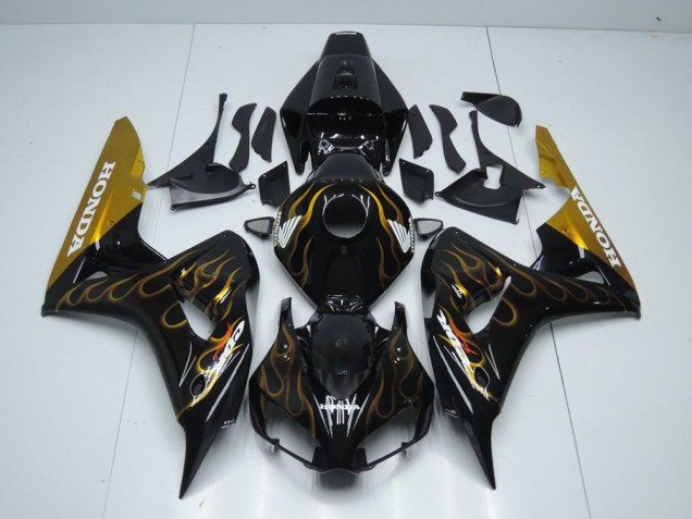 2006-2007 Black Gold Flame Honda CBR1000RR Fairings 2006-2007 Black Gold Flame Honda CBR1000RR Fairings