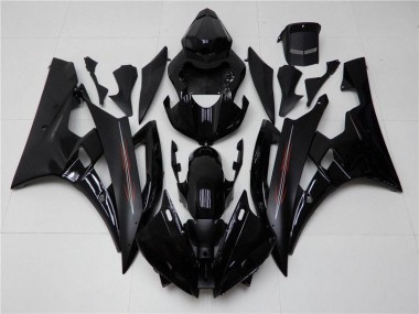 2006-2007 Glossy Matte Black Yamaha YZF R6 Fairings