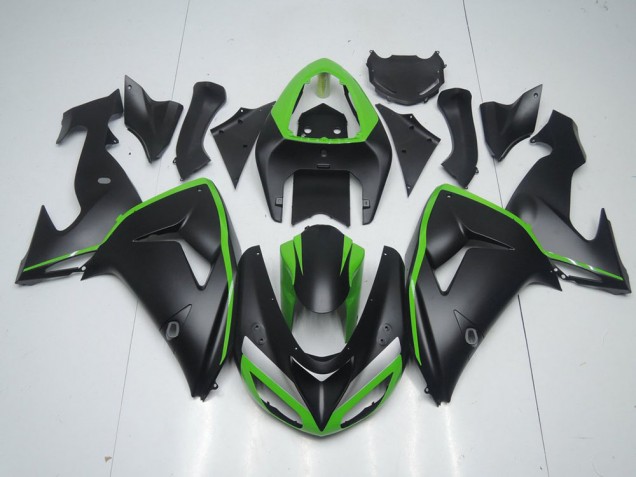 2006-2007 Matte Black with Green Line Kawasaki Ninja ZX10R Fairings 2006-2007 Matte Black with Green Line Kawasaki Ninja ZX10R Fairings