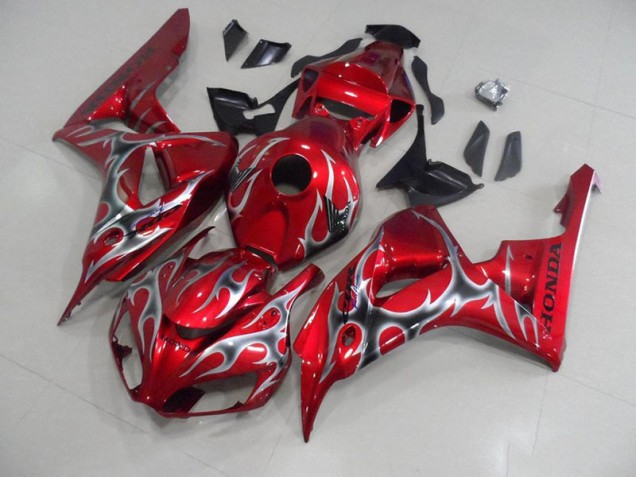 2006-2007 Red with Black Grey Flame Honda CBR1000RR Fairings 2006-2007 Red with Black Grey Flame Honda CBR1000RR Fairings