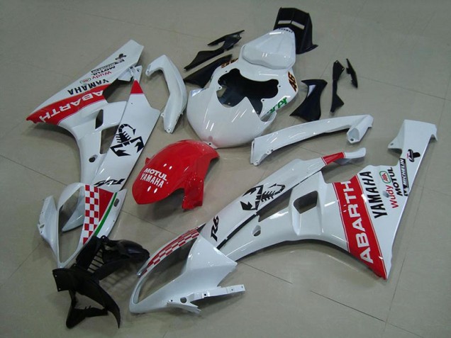 2006-2007 White Red Abarth Yamaha YZF R6 Fairings 2006-2007 White Red Abarth Yamaha YZF R6 Fairings
