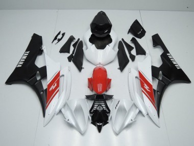 2006-2007 White Red and Matte Black Yamaha YZF R6 Fairings