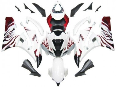 2006-2007 White Red Flame Yamaha YZF R6 Fairings