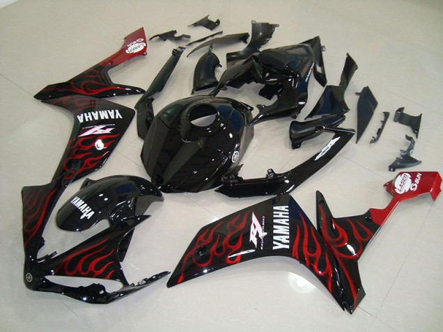 2007-2008 Glossy Black Flame Yamaha YZF R1 Fairings 2007-2008 Glossy Black Flame Yamaha YZF R1 Fairings