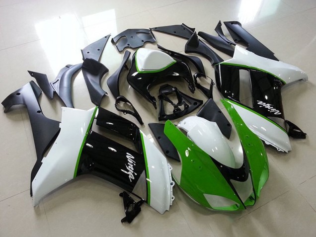 2007-2008 Green Black White Kawasaki Ninja ZX6R Fairings 2007-2008 Green Black White Kawasaki Ninja ZX6R Fairings