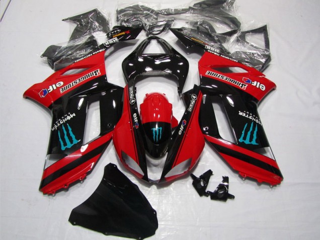 2007-2008 Red Black Kawasaki Ninja ZX6R Fairings 2007-2008 Red Black Kawasaki Ninja ZX6R Fairings