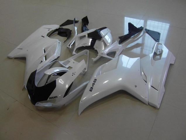 2007-2012 Pearl White Black Stripe Ducati 848 1098 1198 Fairings 2007-2012 Pearl White Black Stripe Ducati 848 1098 1198 Fairings
