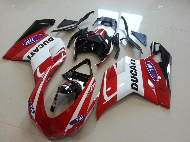 2007-2012 Red White Ducati 848 1098 1198 Fairings 2007-2012 Red White Ducati 848 1098 1198 Fairings