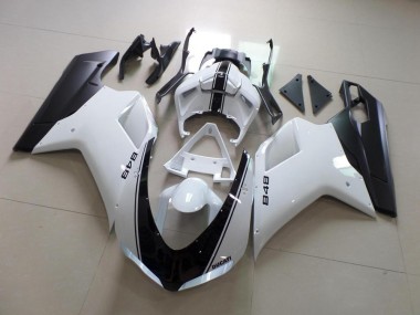2007-2012 White and Black Stripe Ducati 848 1098 1198 Fairings