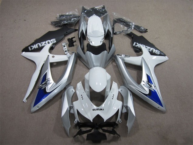 2008-2010 Silver Blue White Suzuki GSXR600 Fairings 2008-2010 Silver Blue White Suzuki GSXR600 Fairings
