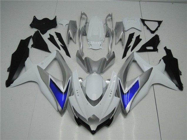 2008-2010 White Silver Blue Suzuki GSXR 600/750 Fairings 2008-2010 White Silver Blue Suzuki GSXR 600/750 Fairings