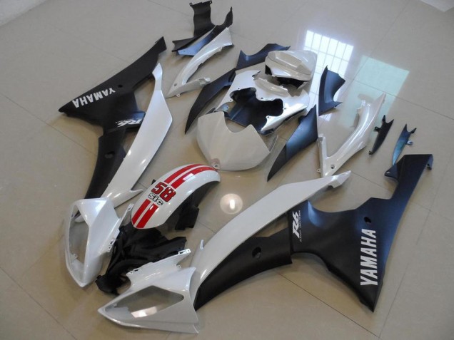 2008-2016 Pearl White and Black 58Sic Yamaha YZF R6 Fairings 2008-2016 Pearl White and Black 58Sic Yamaha YZF R6 Fairings