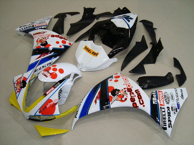 2009-2011 White Black Pepe Phone Yamaha YZF R1 Fairings 2009-2011 White Black Pepe Phone Yamaha YZF R1 Fairings