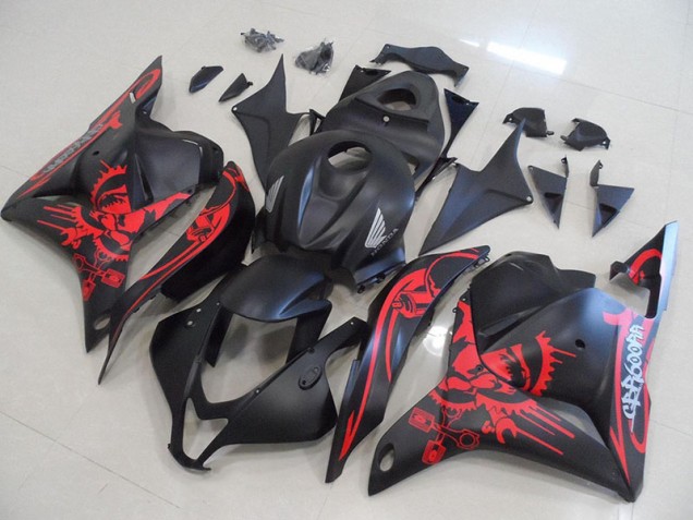 2009-2012 Matte Black with Red Skull Honda CBR600RR Fairings