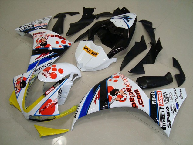 2012-2014 White Black Pepe Phone Yamaha YZF R1 Fairings 2012-2014 White Black Pepe Phone Yamaha YZF R1 Fairings