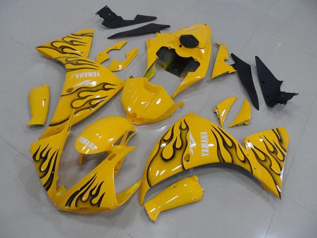 2012-2014 Yellow Black Flame Yamaha YZF R1 Fairings 2012-2014 Yellow Black Flame Yamaha YZF R1 Fairings