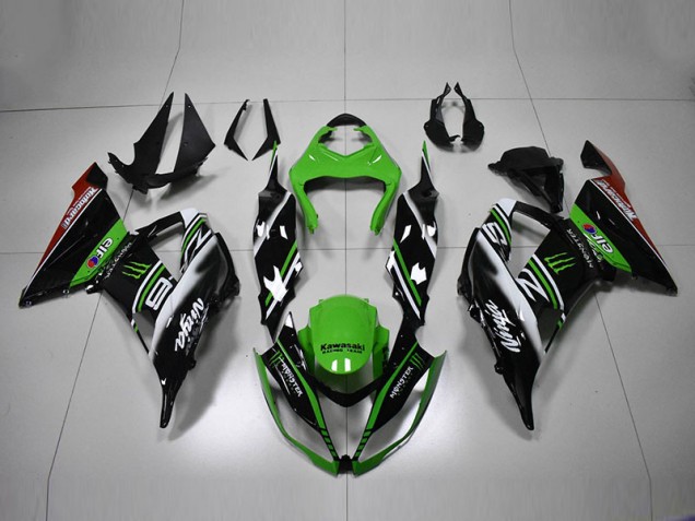 2013-2018 Green Black White Kawasaki Ninja ZX6R Fairings 2013-2018 Green Black White Kawasaki Ninja ZX6R Fairings
